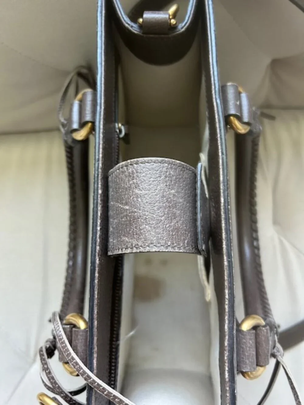 Gucci Animalier brown leather Web tiger-head bag